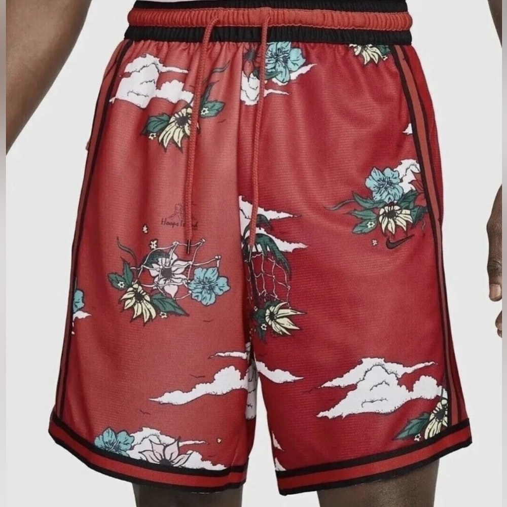 Red Nike Dri Fit DNA Floral Basketball Shorts